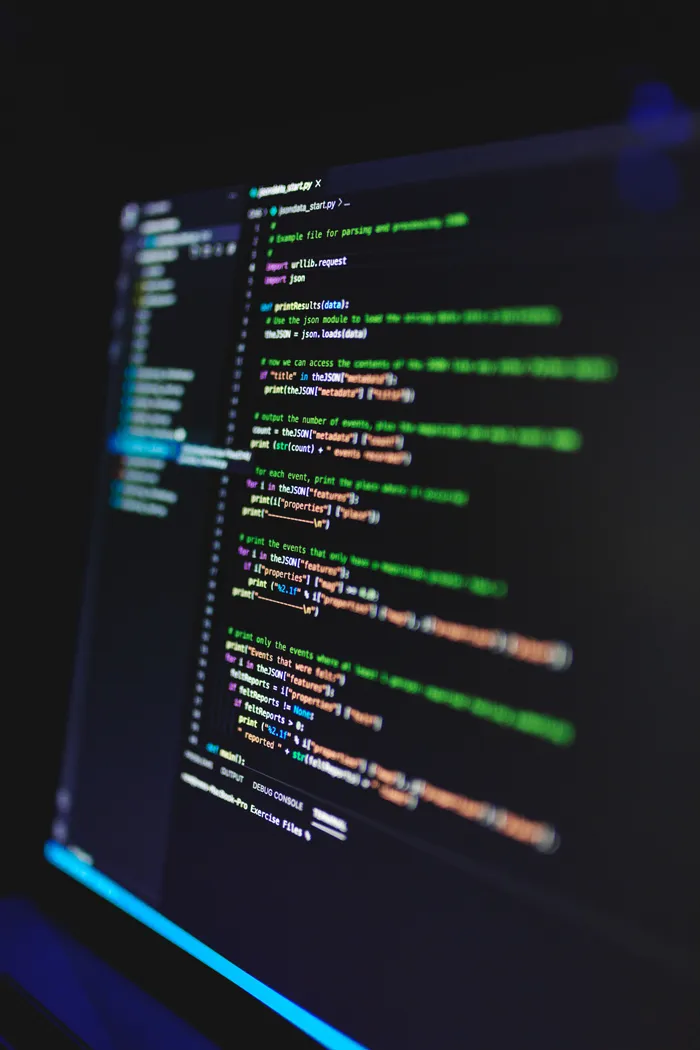 Code auf Bildschirm